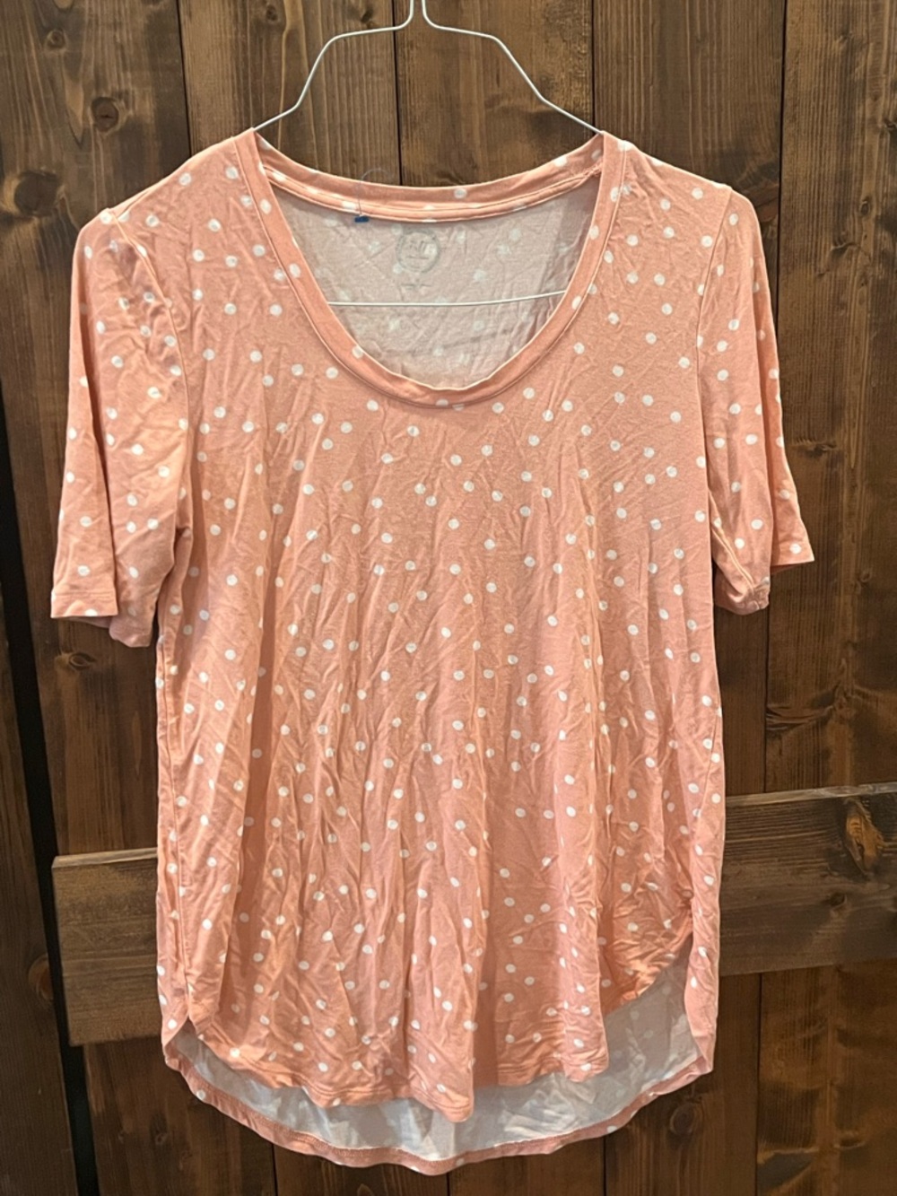 Essentials Peach Polka Dot Scoop Neck Short Sleeve Tee